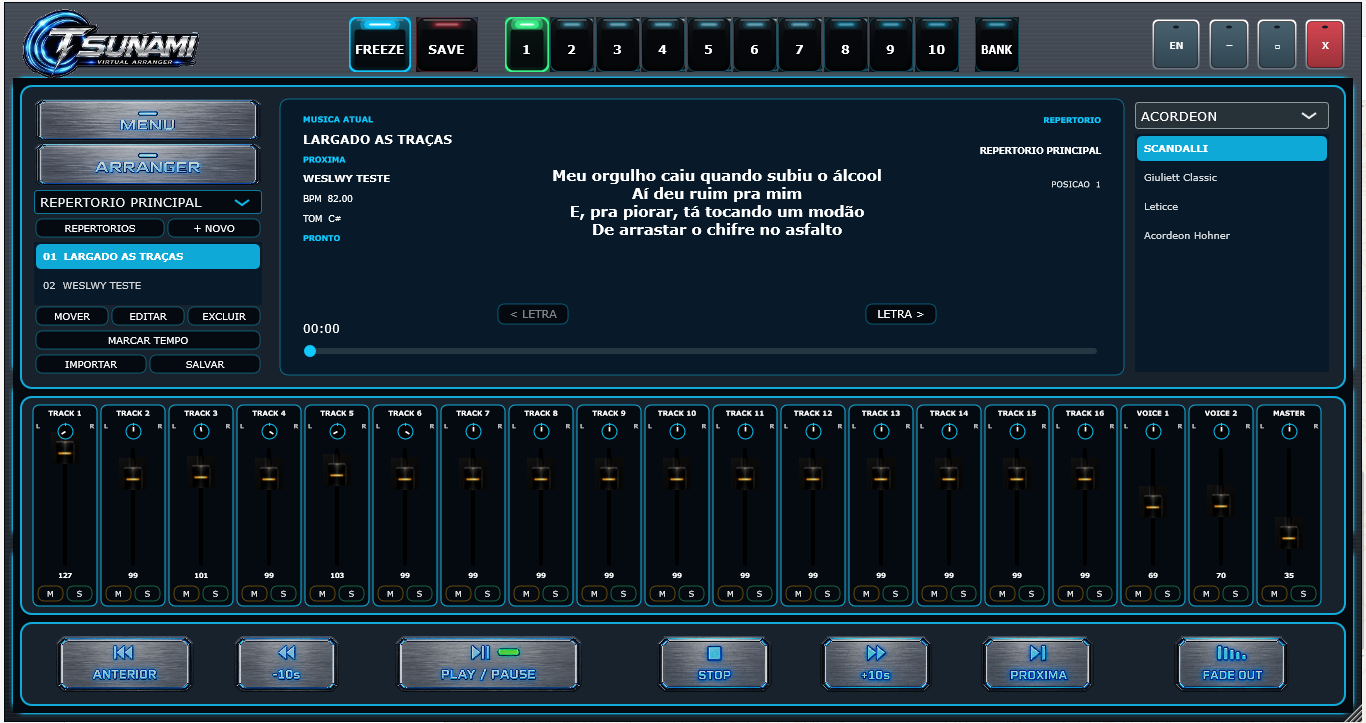Sistema VS multitrack do TSUNAMI PRO